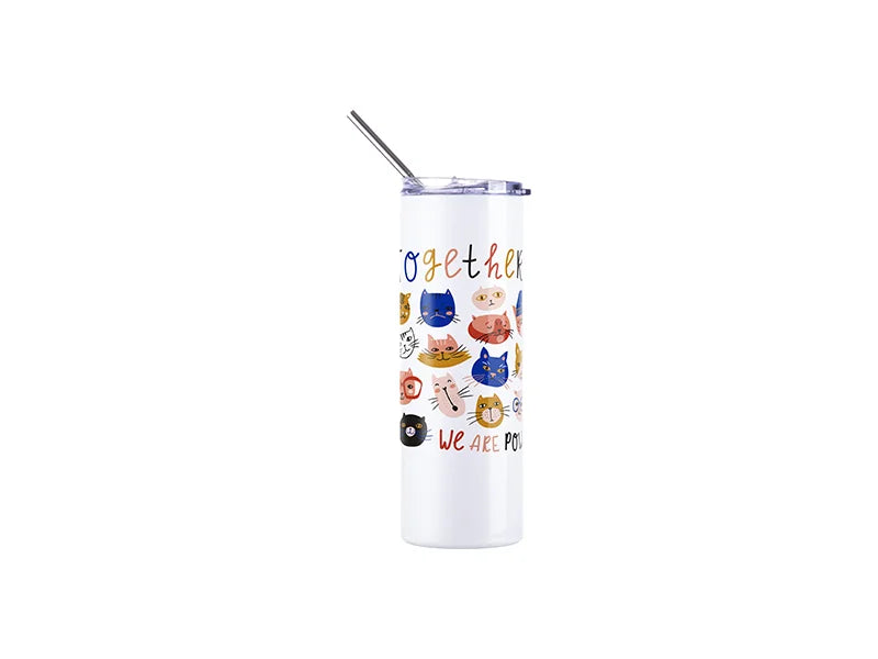20oz/600ml Sublimation UV Color Changing Stainless Steel Skinny Tumbler (White to Blue)