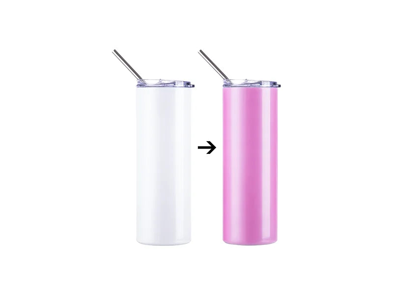 20oz/600ml SS  Color Changing Tumbler with Straw & Lid(UV-Activated, White to Red)