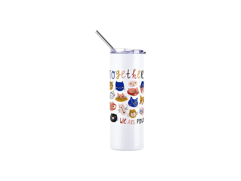 20oz/600ml Sublimation UV Color Changing Stainless Steel Skinny Tumbler (White to Violet)