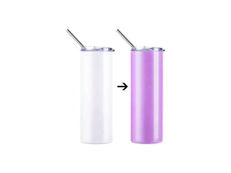 20oz/600ml Sublimation UV Color Changing Stainless Steel Skinny Tumbler (White to Violet)