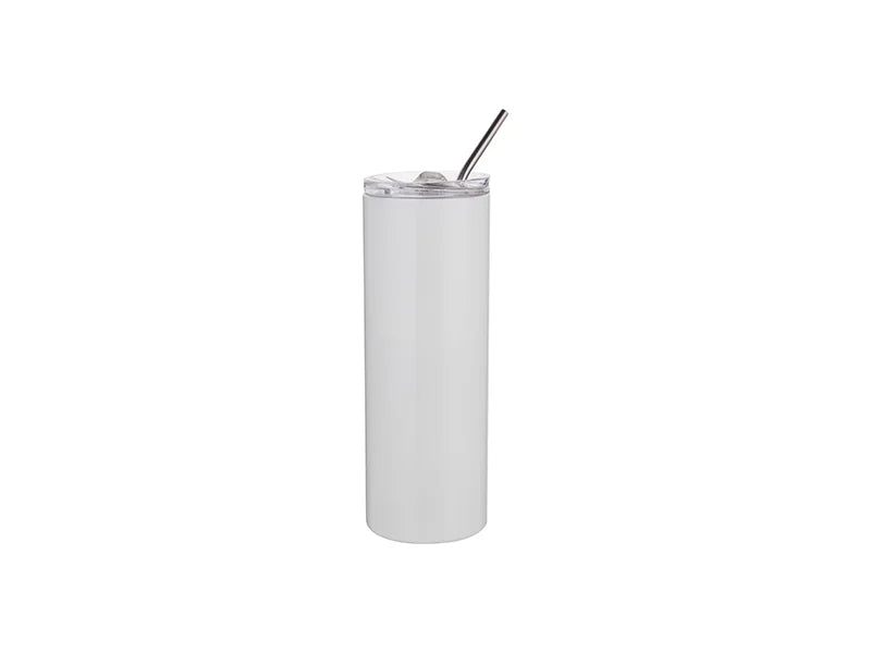 Sublimation 20oz/600ml Stainless Steel Skinny Tumbler with Straw & Lid (White)