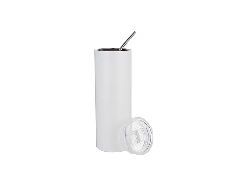 Sublimation 20oz/600ml Stainless Steel Skinny Tumbler with Straw & Lid (White)