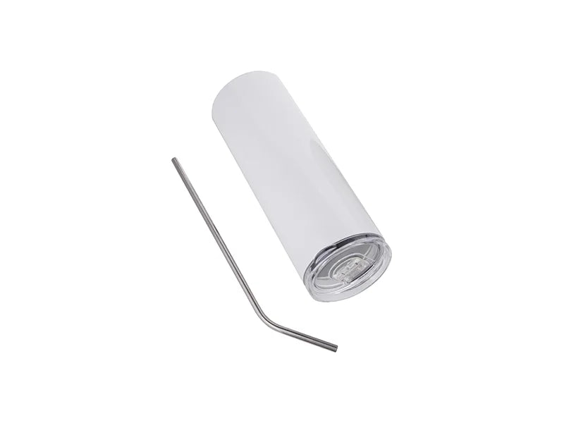 Sublimation 20oz/600ml Stainless Steel Skinny Tumbler with Straw & Lid (White)