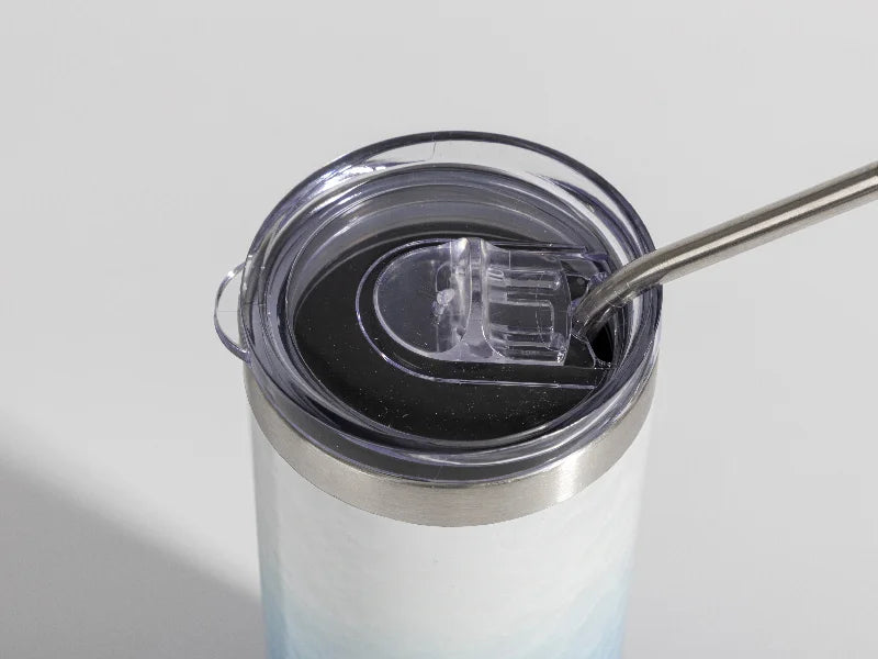 Sublimation 20oz/600ml 3D Puffy Cloud Stainless Steel Skinny Tumbler w/ Straw (Gradient White & Light Blue)