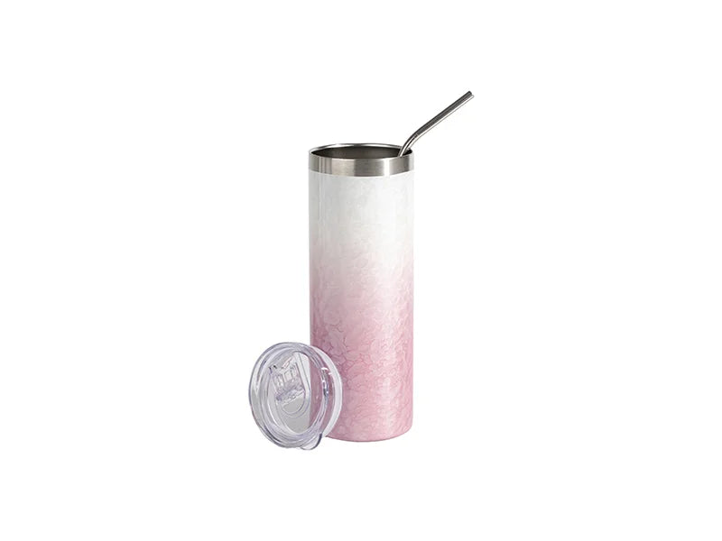 Sublimation 20oz/600ml 3D Puffy Cloud Stainless Steel Skinny Tumbler w/ Straw (Gradient White & Pink)