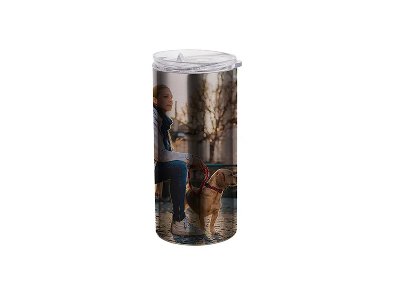 Sublimation 16oz/480ml Stainless Steel Skinny Tumbler with Straw & Lid (Silver)