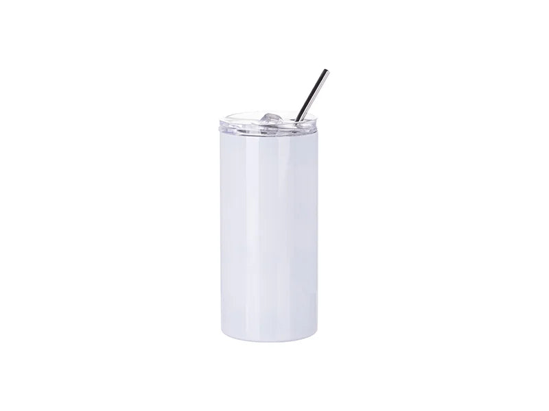 Sublimation 16oz/480ml Stainless Steel Skinny Tumbler with Straw & Lid (White)