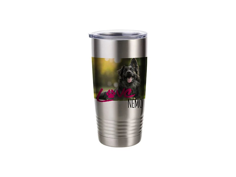 Sublimation 20oz Stainless Steel Tumbler with Ringneck Grip (Silver)