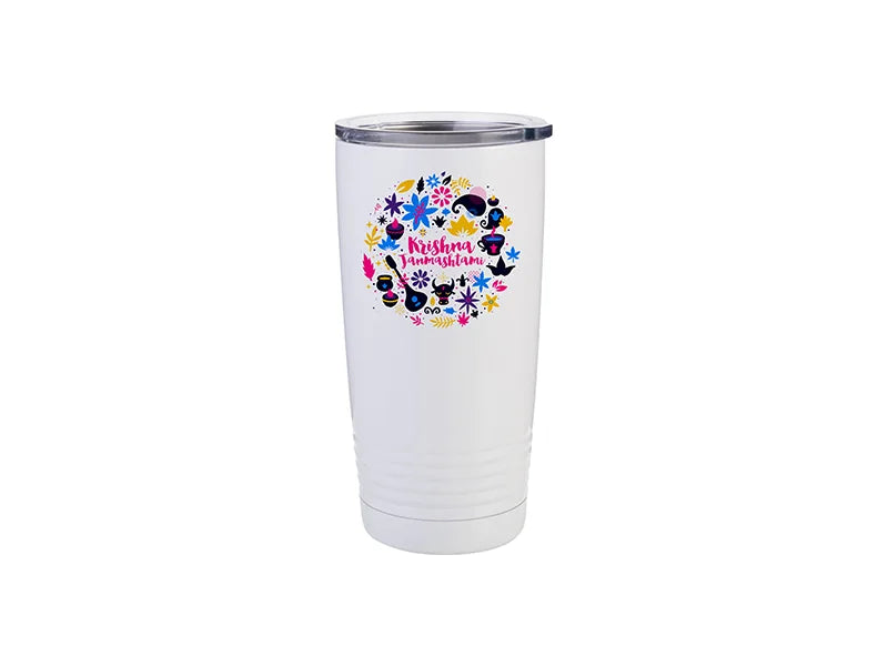 Sublimation 20oz Stainless Steel Tumbler with Ringneck Grip (White)