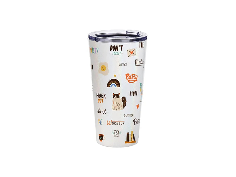 Sublimation 16oz/480ml Glitter Sparkling Stainless Steel Tumbler w/ Lid (White)