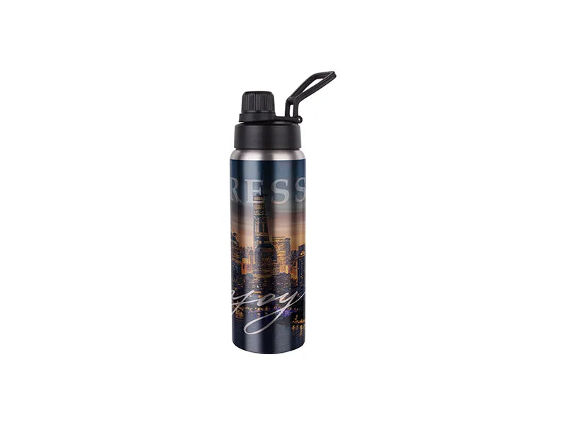 Sublimation 25oz/750ml Stainless Steel Flask w/ Portable Lid (Silver) MOQ:3000