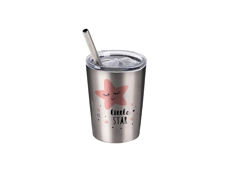 Sublimation Blanks 8oz/240ml Stainless Steel Milk Mug w/ stainless Lid(Silver)