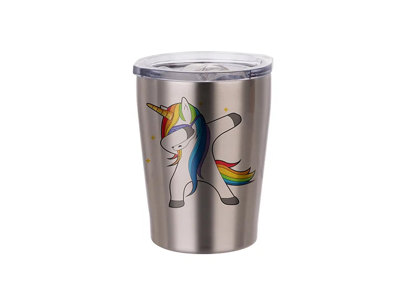 Sublimation 8oz/240ml Stainless Steel Milk Mug w/ Plastic Lid (Silver)