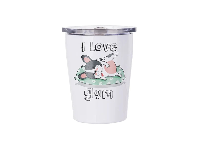 Sublimation 8oz/240ml Stainless Steel Milk Mug w/ Plastic Lid (White)