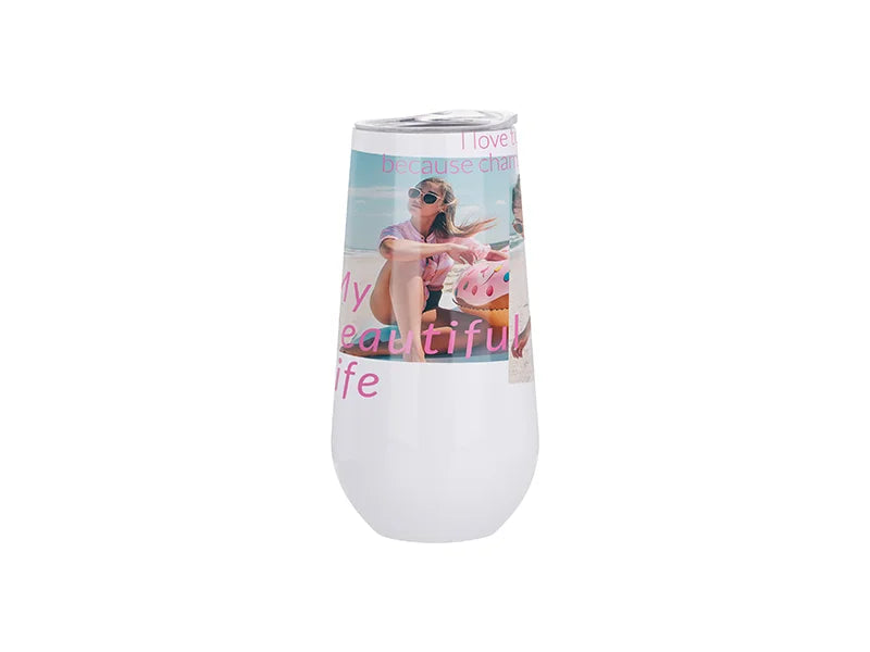 Sublimation 6oz/160ml Stainless Steel Stemless Champagne Cup (White)