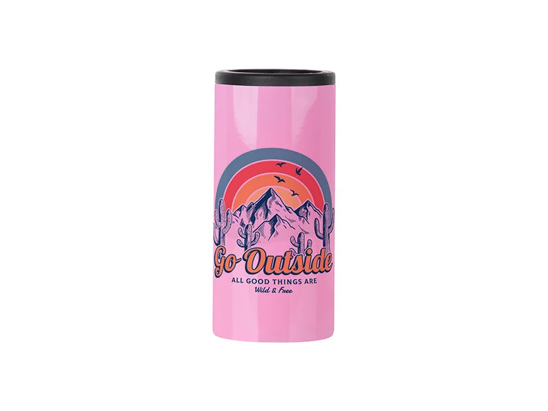 Sublimation 12oz/350ml Stainless Steel Skinny Can Cooler(Pink)