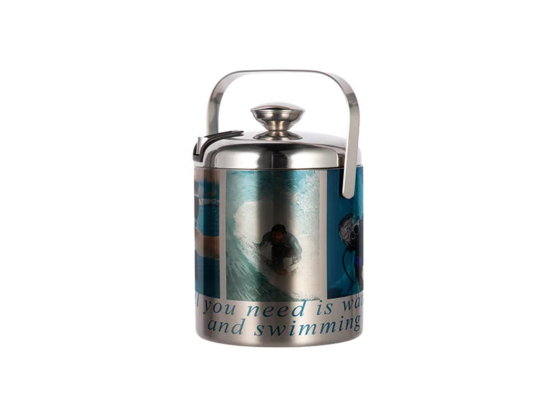 Sublimation 44oz/1300ml Stainless Steel Ice Bucket Set (Silver)