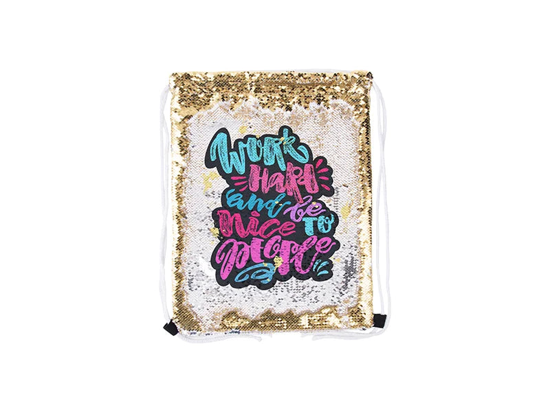 Sublimation Sequin Drawstring Backpack ( Gold/Silver, 36*45cm)