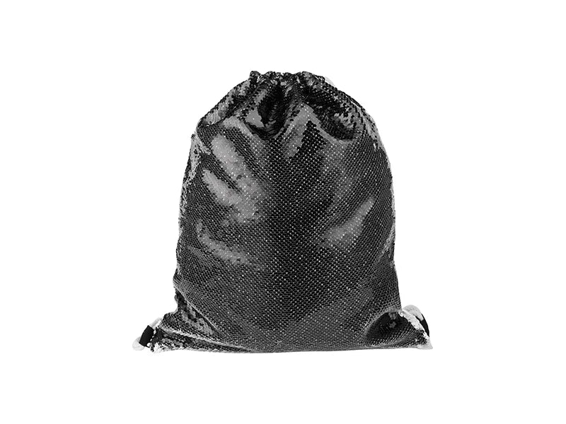 Sublimation Sequin Drawstring Backpack (Black/White, 36*45cm)