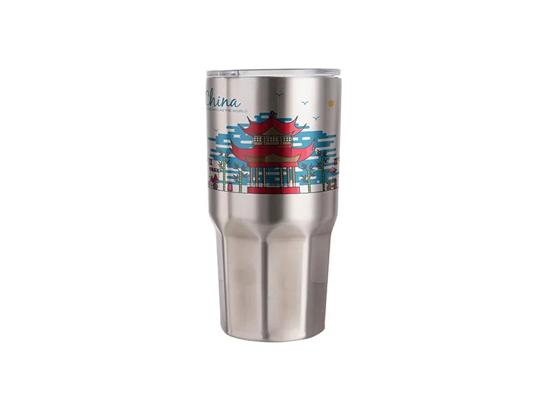 Sublimation 30oz Stainless Steel Tumbler W/ Octagonal Bottom (Silver)