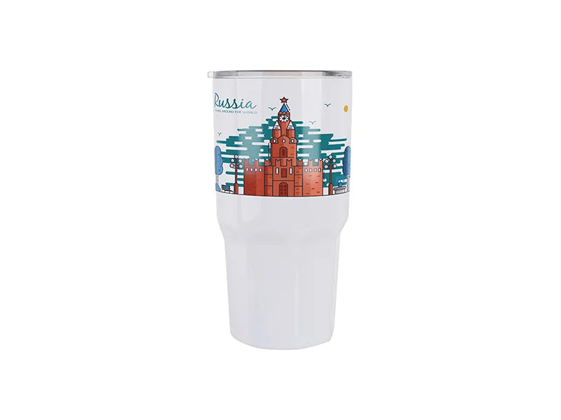 Sublimation 30oz Stainless Steel Tumbler W/ Octagonal Bottom (White)
