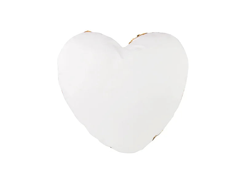 Sublimation Heart Shaped Sequin Pillow Cover (Gold w/ White, 39*44cm)