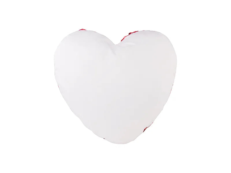 Sublimation Heart Shaped Sequin Pillow Cover (Red w/ White, 39*44cm)