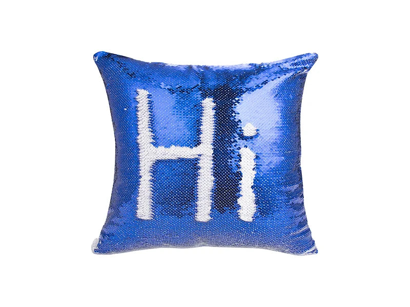 Sublimation Flip Sequin Pillow Cover (Dark Blue w/ White, 40*40cm)