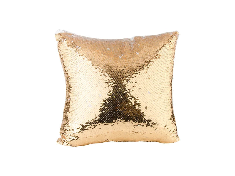 Sublimation Flip Sequin Pillow Cover (Gold w/ White, 40*40cm)