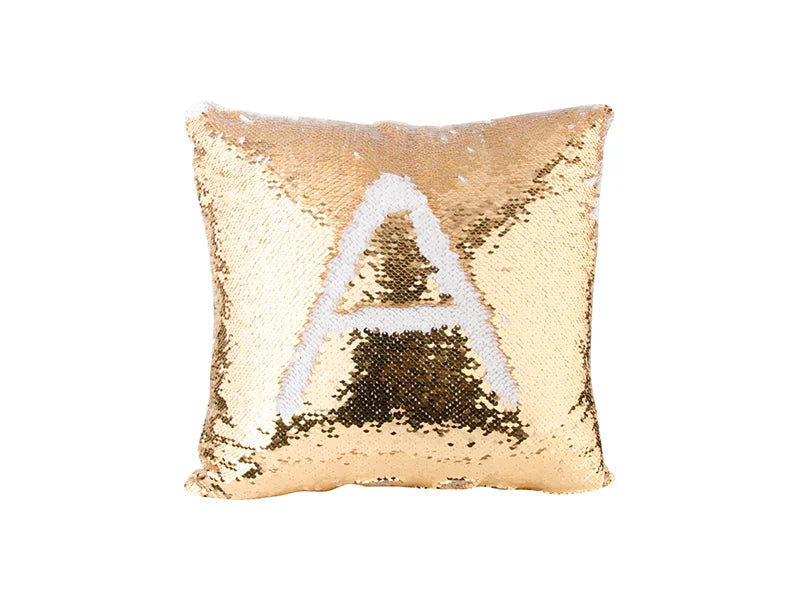Sublimation Flip Sequin Pillow Cover (Gold w/ White, 40*40cm)