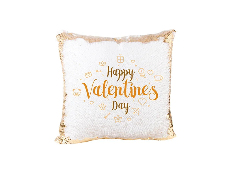 Sublimation Flip Sequin Pillow Cover (Gold w/ White, 40*40cm)