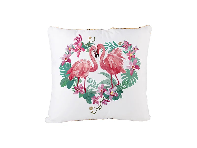 Sublimation Flip Sequin Pillow Cover (Gold w/ White, 40*40cm)