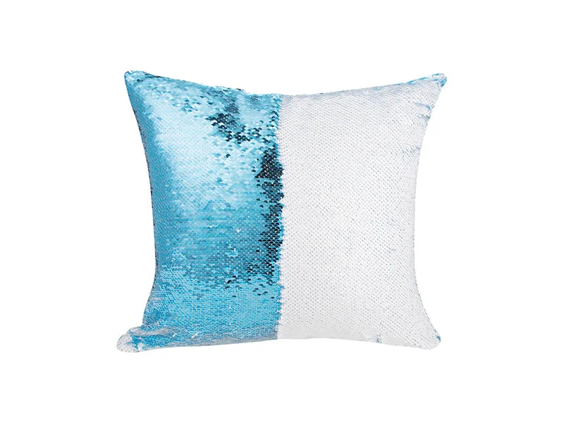 Sublimation Flip Sequin Pillow Cover (Light Blue w/ White, 40*40cm)