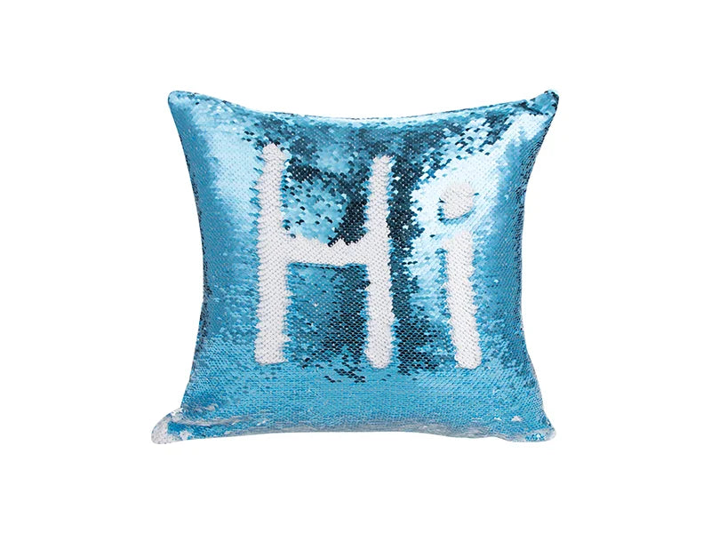 Sublimation Flip Sequin Pillow Cover (Light Blue w/ White, 40*40cm)