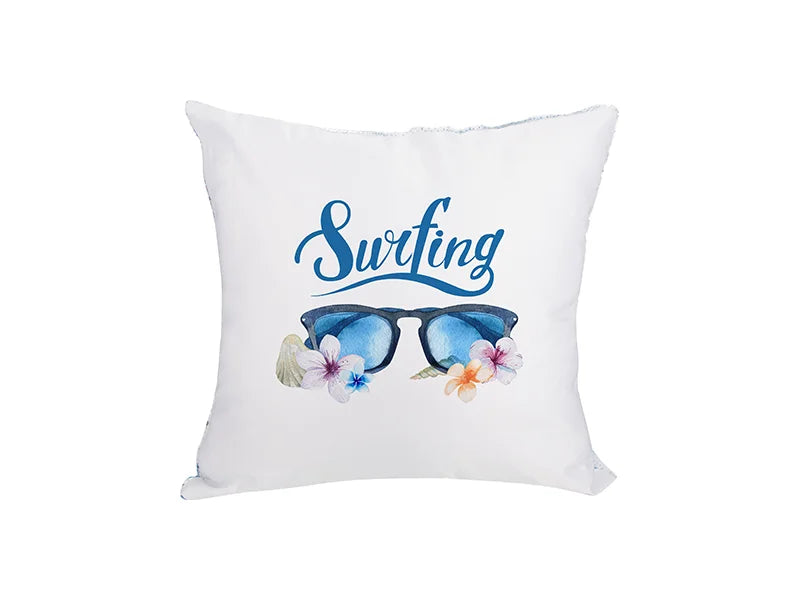 Sublimation Flip Sequin Pillow Cover (Light Blue w/ White, 40*40cm)