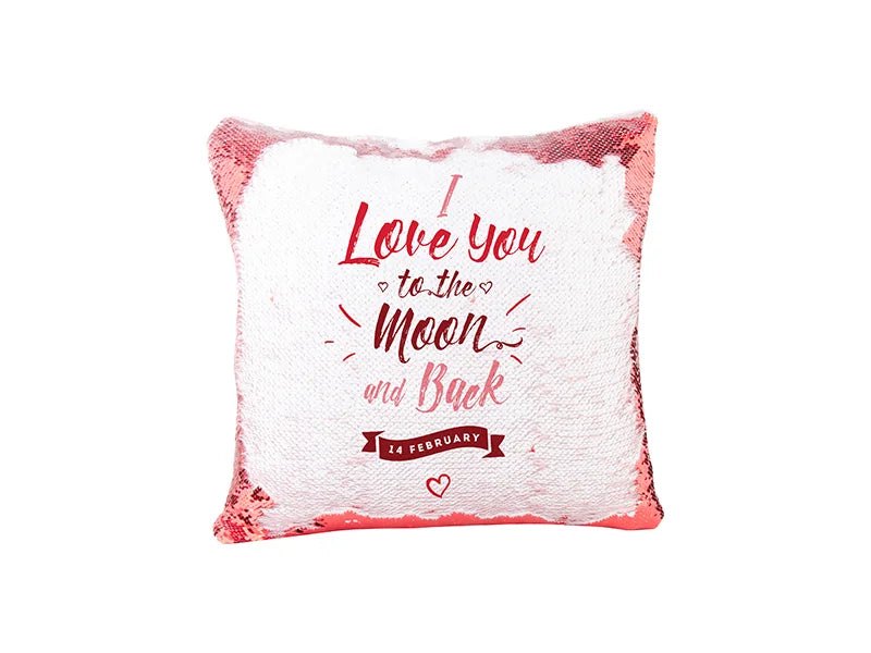 Sublimation Flip Sequin Pillow Cover (Red w/ White, 40*40cm)