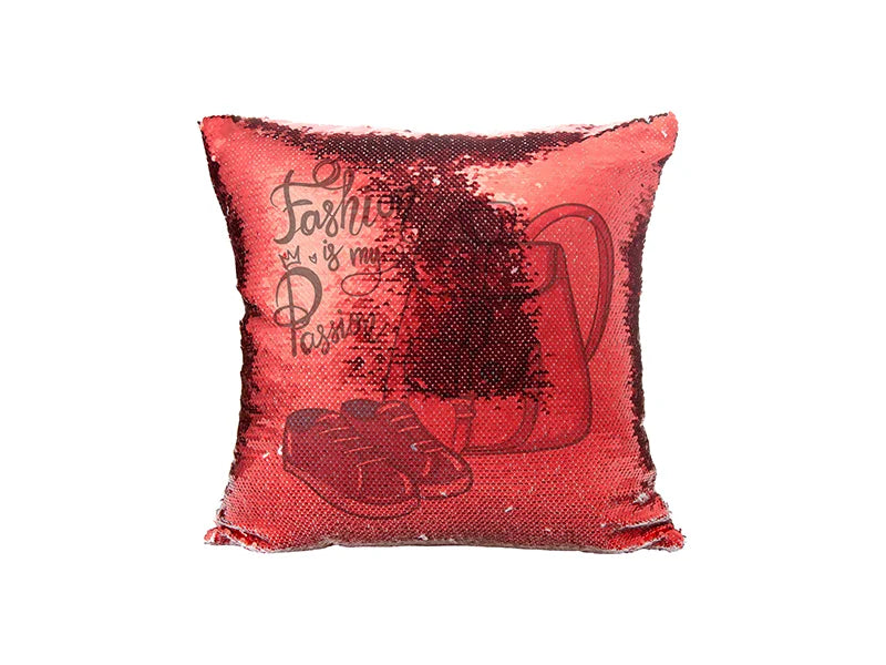 Sublimation Flip Sequin Pillow Cover (Red w/ Silver)
