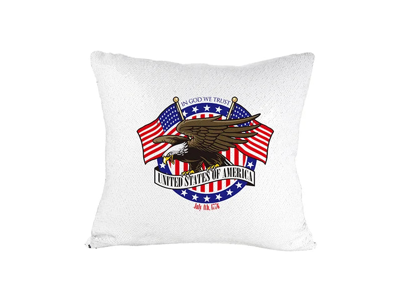 Sublimation Flip Sequin Pillow Cover (White w/ Silver, 40*40cm)