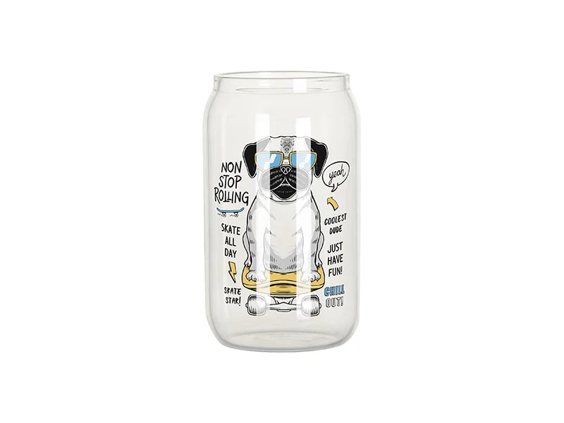 Sublimation Blanks 13oz/400ml Can Glass Mug with bamboo lid(Clear)