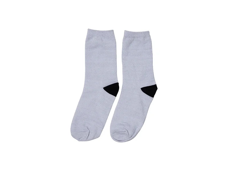 Sublimation Silver Silk Glitter Adult Crew Sock (8.8*30.5)