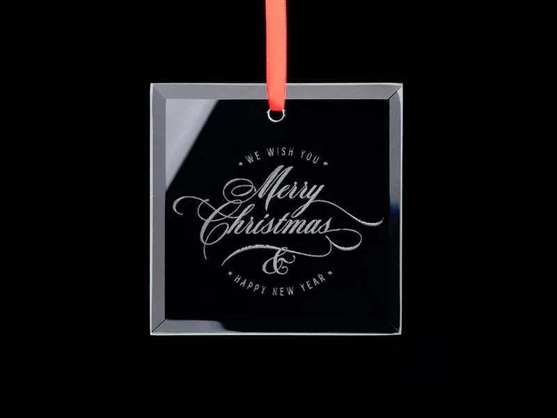 3.5inch Engraved Glass Ornament (Square)