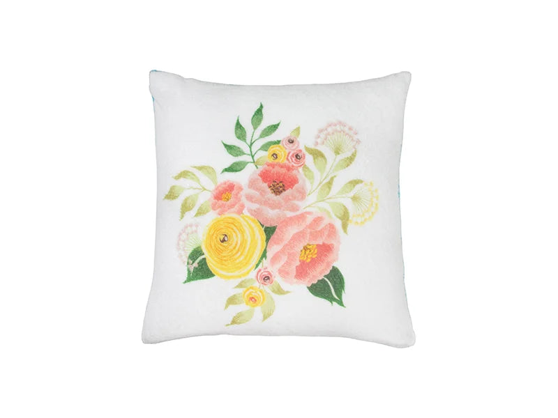 Sublimation Square Blended Plush Pillow Cover (White w/ Pink, 40*40cm)