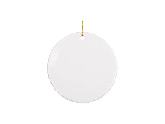 Sublimation 3inch Round Ceramic Ornament with Small Gear