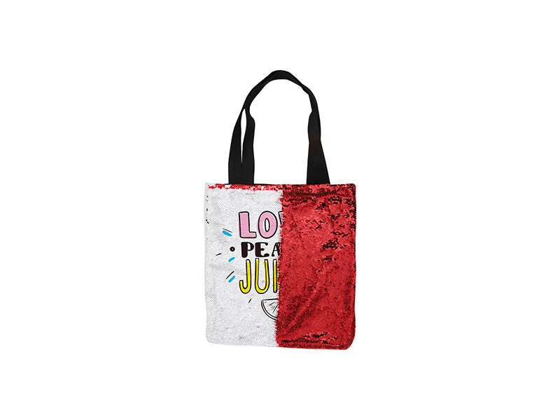 Sublimation Sequin Double Layer Tote Bag (Red/White)