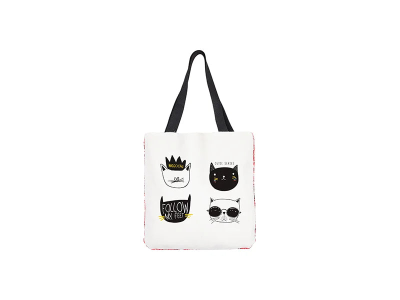 Sublimation Sequin Double Layer Tote Bag(Red/Silver, 35*38cm)