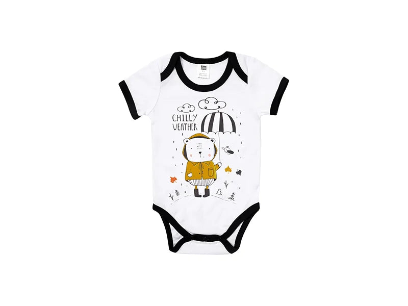 Baby Onesie Short Sleeve L(Black Edge,6-12M)