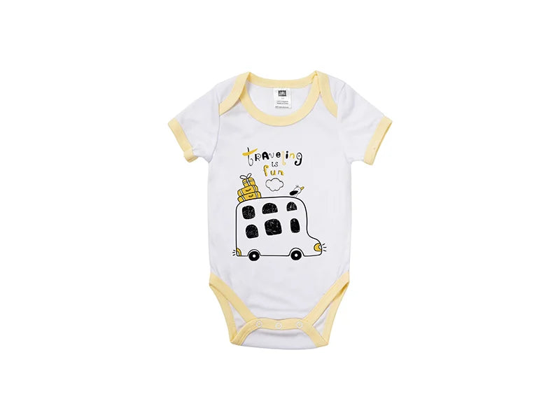 Baby Onesie Short Sleeve M(Yellow Edge,3-6M)