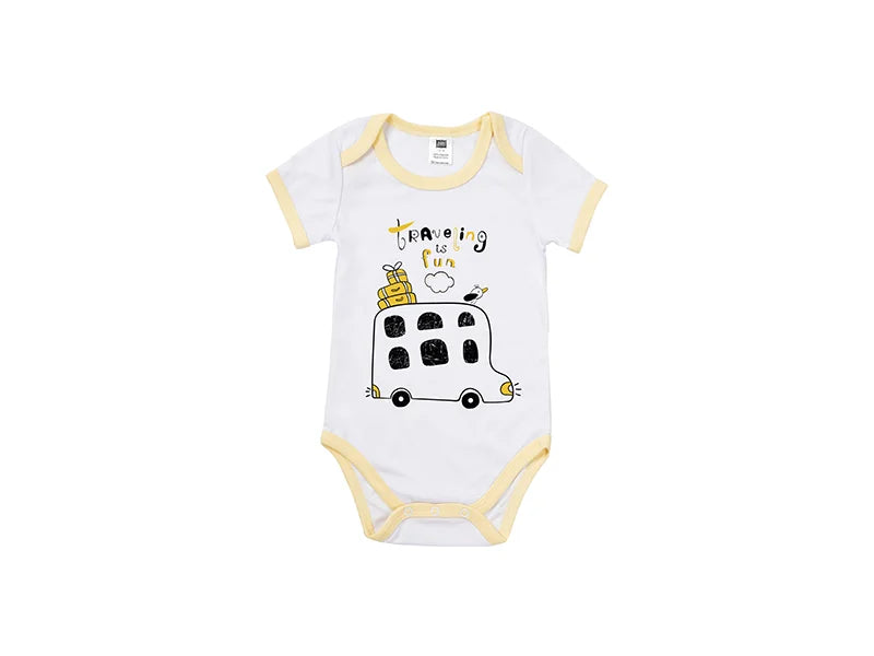 Baby Onesie Short Sleeve XL(Yellow Edge,12-18M)
