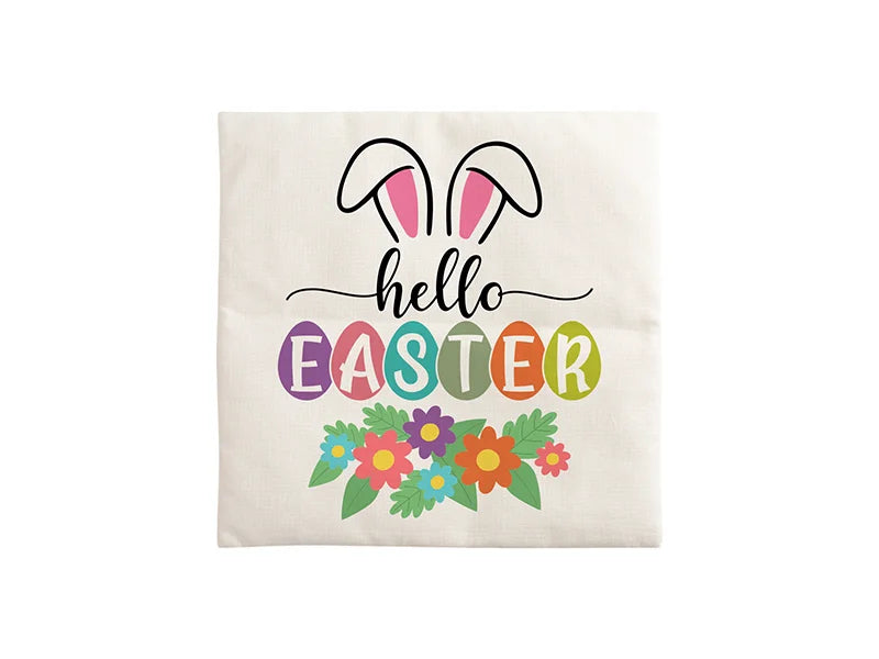 Sublimation Blanks Easter Bunny Pillow Cover(Red Ears, 40*40cm)