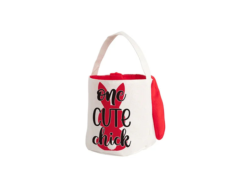 Sublimation Blanks Easter Bunny Bag(Red Ears, 23*35cm)